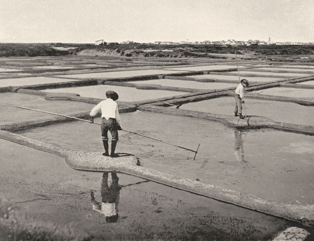 LOIRE-ATLANTIQUE. Marais salants, au Pouliguen 1903 old print picture